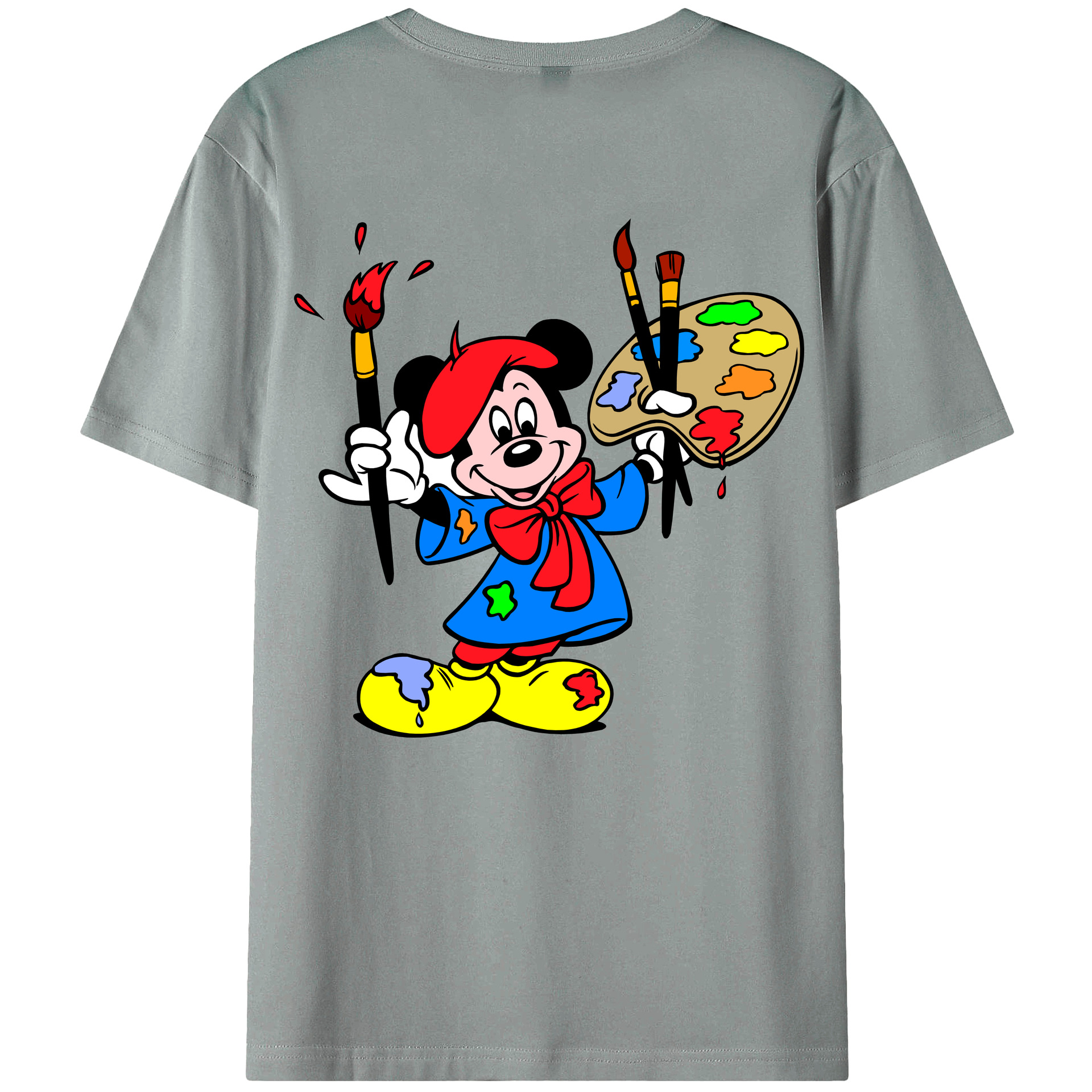 ミッキーマウス Mickey Mouse 綿100％ メンズ半袖Tシャツ（バックプリント） 通気性